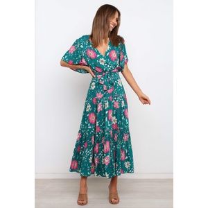 NWT Petal & Pup Bandie Midi Dress, Teal Floral Size M